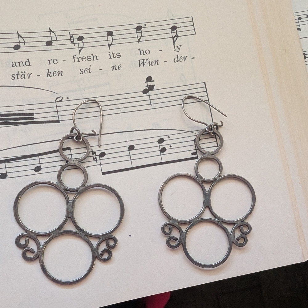 Silver Hoop Dangle Earrings